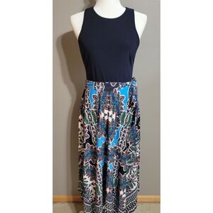 Vince Camuto Navy & Paisley Asymmetrical Skirt Dress